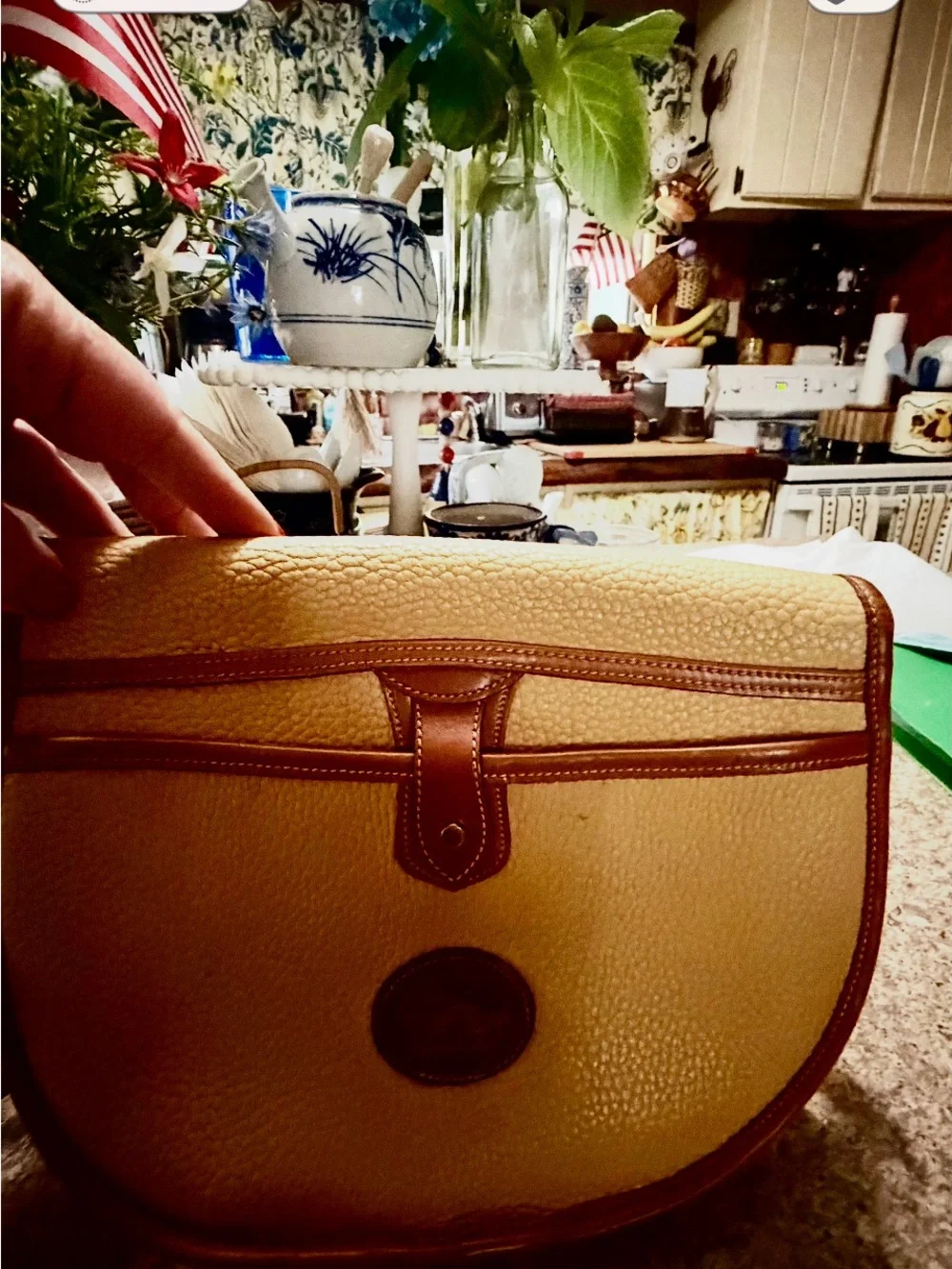 Dooney and BurkeTan and Brown Leather-Trim Saddle Bag
